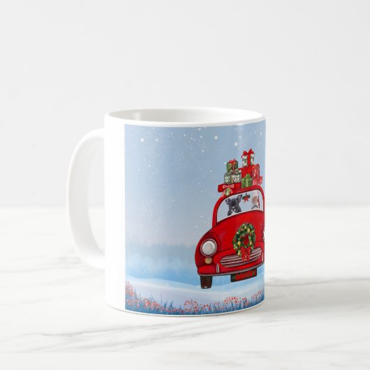 Mug Chien-taureau français en voiture avec le Père Noë (Devant gauche)