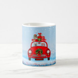 Mug Chien-taureau français en voiture avec le Père Noë