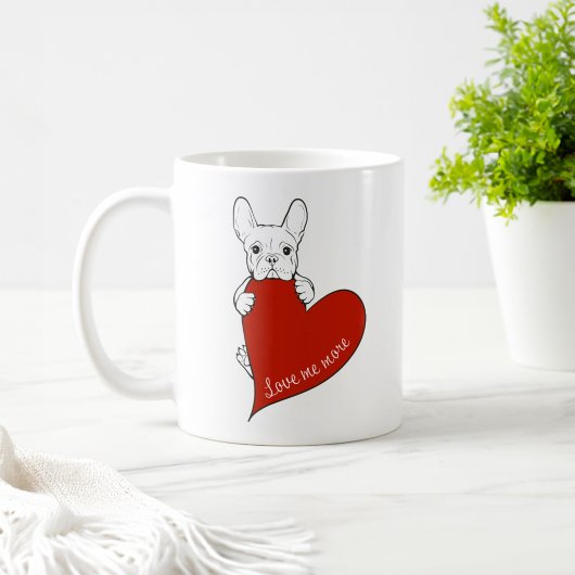 Mug Chien-taureau français mignon au coeur rouge