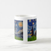 Mug Chien-taureau français (noir 11) - Nuit étoilée (Centre)