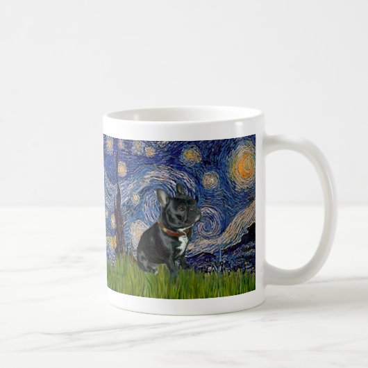 Mug Chien-taureau français (noir 11) - Nuit étoilée (Droite)