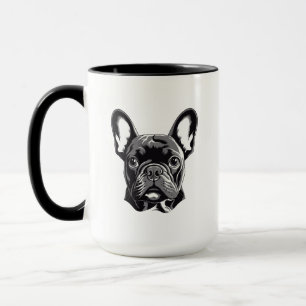 Mug Chien-taureau français personnalisé noir et blanc