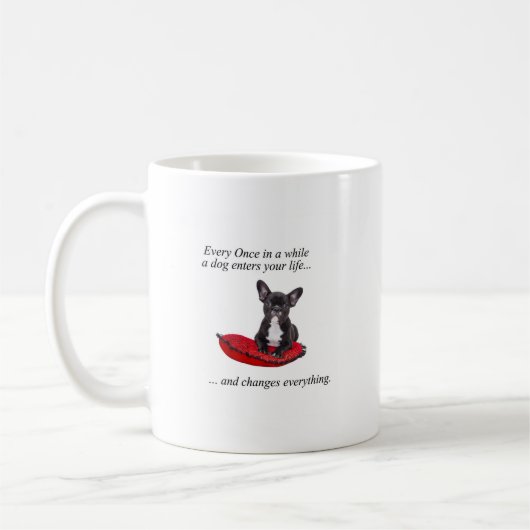 Mug Chien-taureaux français avec coeur et belle citati (Gauche)