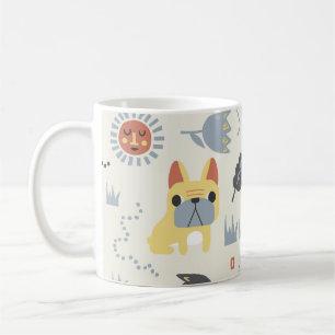 Mug Chien-taureaux français : Répétition florale scand
