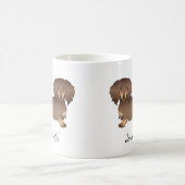 Mug Chien teckel à longs poils chocolat et feu & nom (Centre)