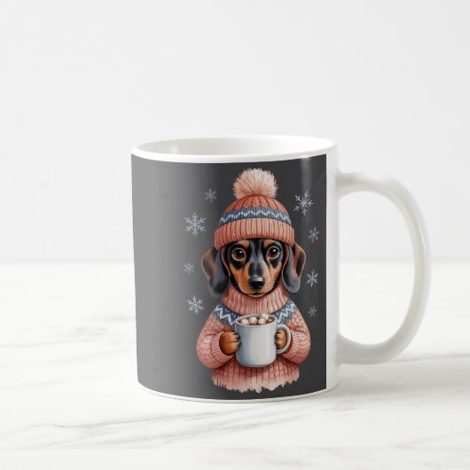 Mug Chien teckel confortable avec un chocolat chaud de (Droite)