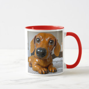 Mug chien teckel réaliste 3D effet porcelaine.