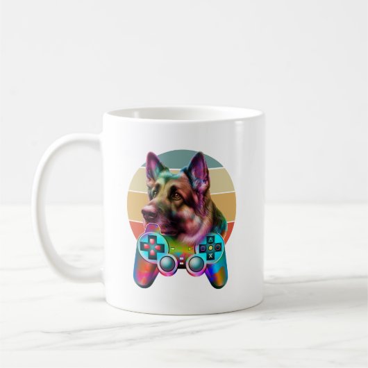 Mug chien vintage et console de jeux (Gauche)