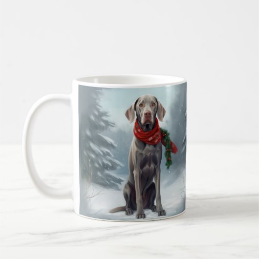 Mug Chien Weimaraner à Noël de neige (Gauche)