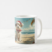 Mug Chien Wire Fox Terrier Noël Vintage Plage (Devant droit)