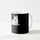 Mug Chien Yakutian Laika avec animal en peluche (Devant droit)
