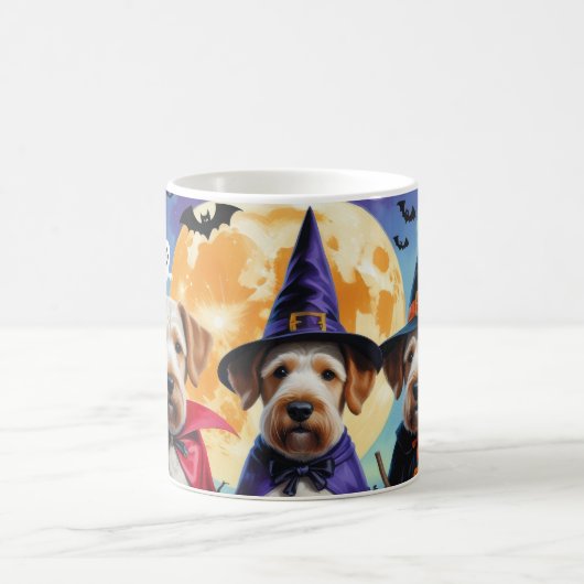 Mug Chiens Airedale Terrier Citrouille Halloween Funny (Centre)