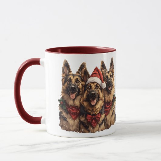 Mug Chiens bergers allemands de Noël (Gauche)