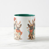 Mug Chiens Bouledogues Français de Noël Renne (Centre)