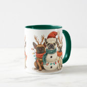 Mug Chiens Bouledogues Français de Noël Renne (Devant droit)