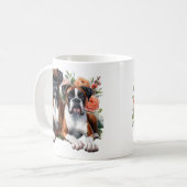Mug Chiens Boxers Et Fleurs (Devant gauche)