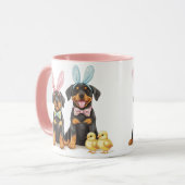 Mug Chiens Bunny Oreilles de Pâques Rottweiler (Devant gauche)