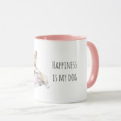Mug Chiens chiots à la crème blanche chaussure rose (Devant droit)