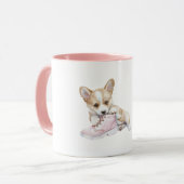 Mug Chiens chiots à la crème blanche chaussure rose (Devant gauche)