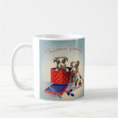 Mug Chiens Chiots mignons, Voeux de Noël Vintage (Gauche)