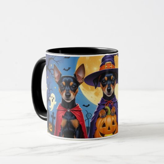 Mug Chiens d'Affenpinscher Citrouille Halloween Funny (Devant gauche)