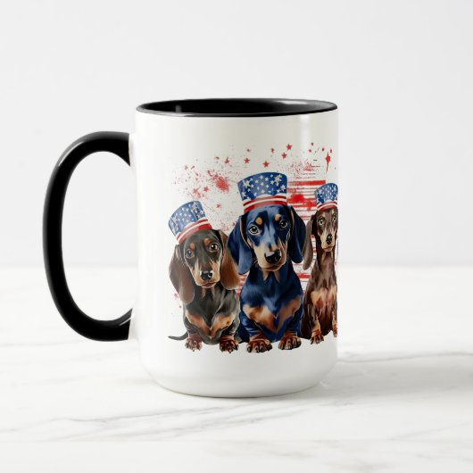 MUG CHIENS DE BÂTIMENT PATRIOTIQUE ADORABLES (Gauche)