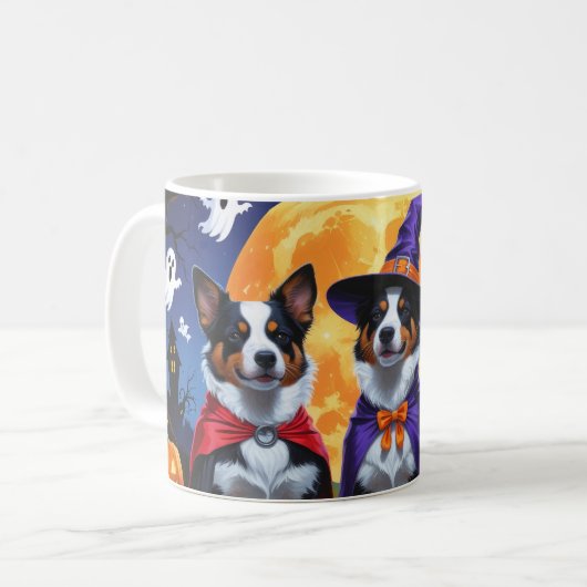 Mug Chiens de bétail australiens Citrouille Halloween (Devant gauche)