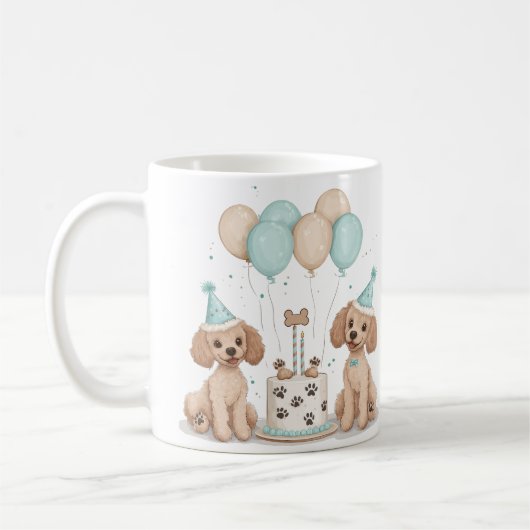 Mug Chiens de caniche normaux d'anniversaire (Gauche)