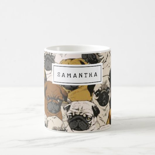 Mug Chiens de Carlin grincheux personnalisés (Centre)