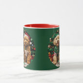 Mug Chiens de chiot de Noël Goldendoodle (Centre)