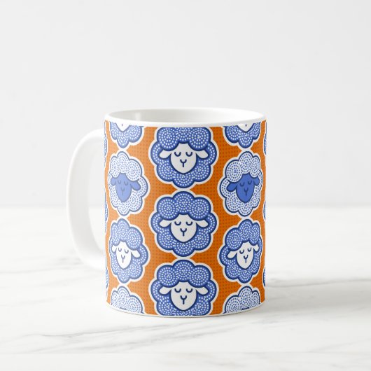 Mug Chiens de comptage - bleu et orange (Devant gauche)