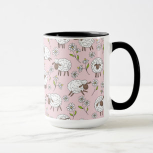 Mug Chiens de comptage sur coton bonbon rose