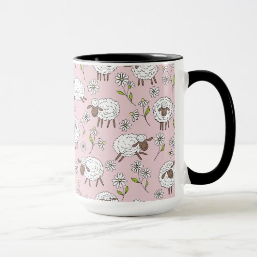 Mug Chiens de comptage sur coton bonbon rose (Droite)