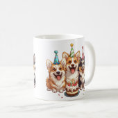 Mug Chiens de Corgi d'anniversaire (Devant droit)