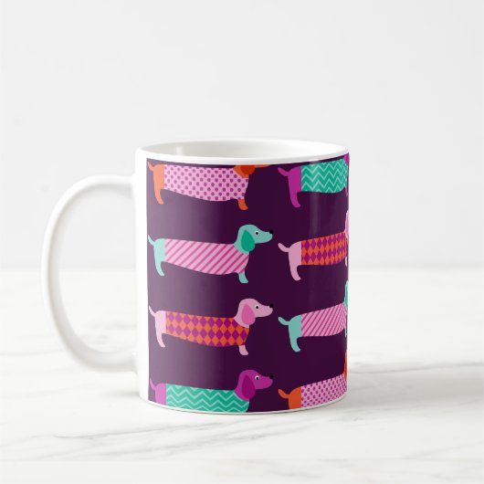 Mug Chiens de Dachshund : Motif mignon sans couture. (Gauche)