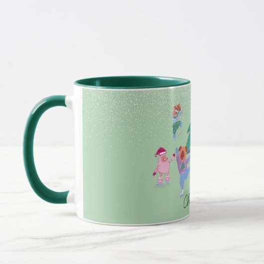 Mug Chiens de fête Pistache de patinage sur glace Noël (Gauche)