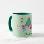 Mug Chiens de fête Pistache de patinage sur glace Noël (Devant gauche)