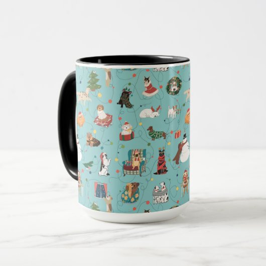 Mug Chiens de Fêtes en Motif de pulls de Noël (Devant gauche)
