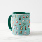 Mug Chiens de Fêtes en Motif de pulls de Noël (Devant gauche)