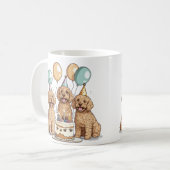 Mug Chiens de Goldendoodle d'anniversaire (Devant gauche)