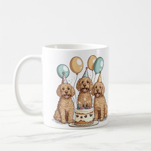Mug Chiens de Goldendoodle d'anniversaire (Gauche)