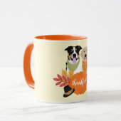 Mug Chiens de grâce Thanksgiving Citrouilles de récolt (Devant gauche)