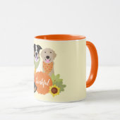Mug Chiens de grâce Thanksgiving Citrouilles de récolt (Devant droit)
