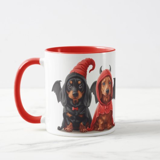Mug Chiens de Halloween Dachshund Devil Bat (Gauche)