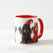 Mug Chiens de Halloween Dachshund Devil Bat (Devant droit)
