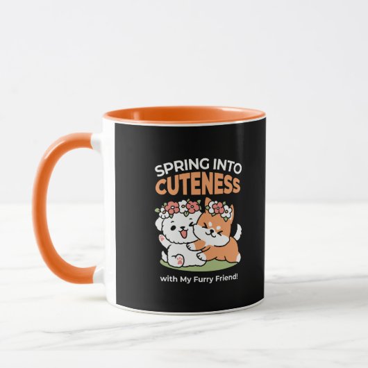 Mug Chiens de jeu avec Flower Crowns - Fun Spring Them (Gauche)