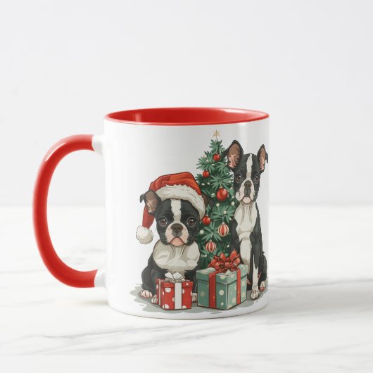 Mug Chiens de Noël Boston Terrier (Gauche)
