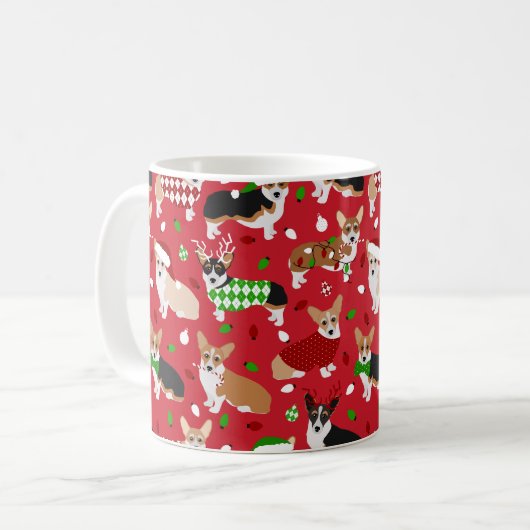 Mug Chiens de Noël Corgi (Devant gauche)