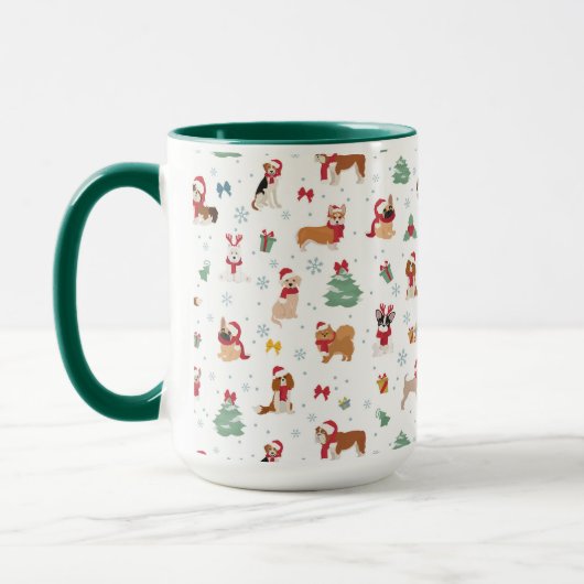 Mug Chiens de Noël en accessoires de vacances (Gauche)