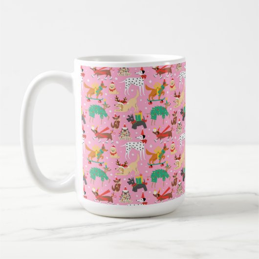 Mug Chiens de Noël en Motif de vêtements de vacances (Gauche)